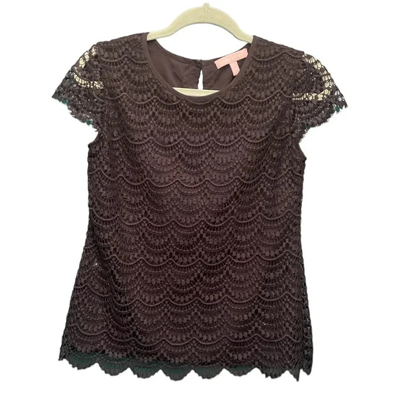 BANANA REPUBLIC BLACK CROCHET BLOUSE - Picture 1 of 5
